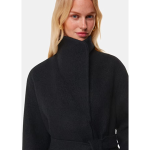 Whistles Black Morgan Funnel Neck Coat